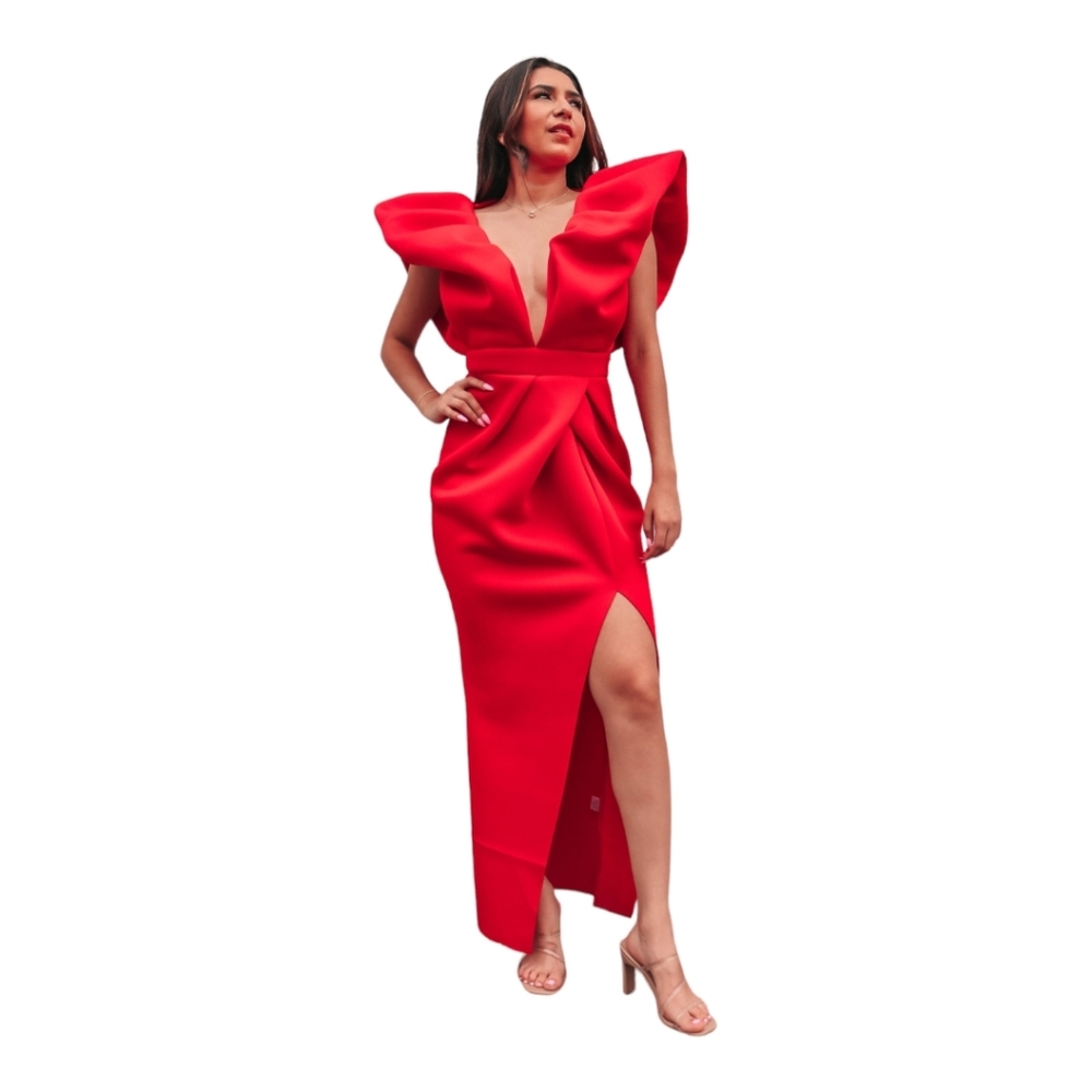 Elegant Red Floor Length Gown, Size L
